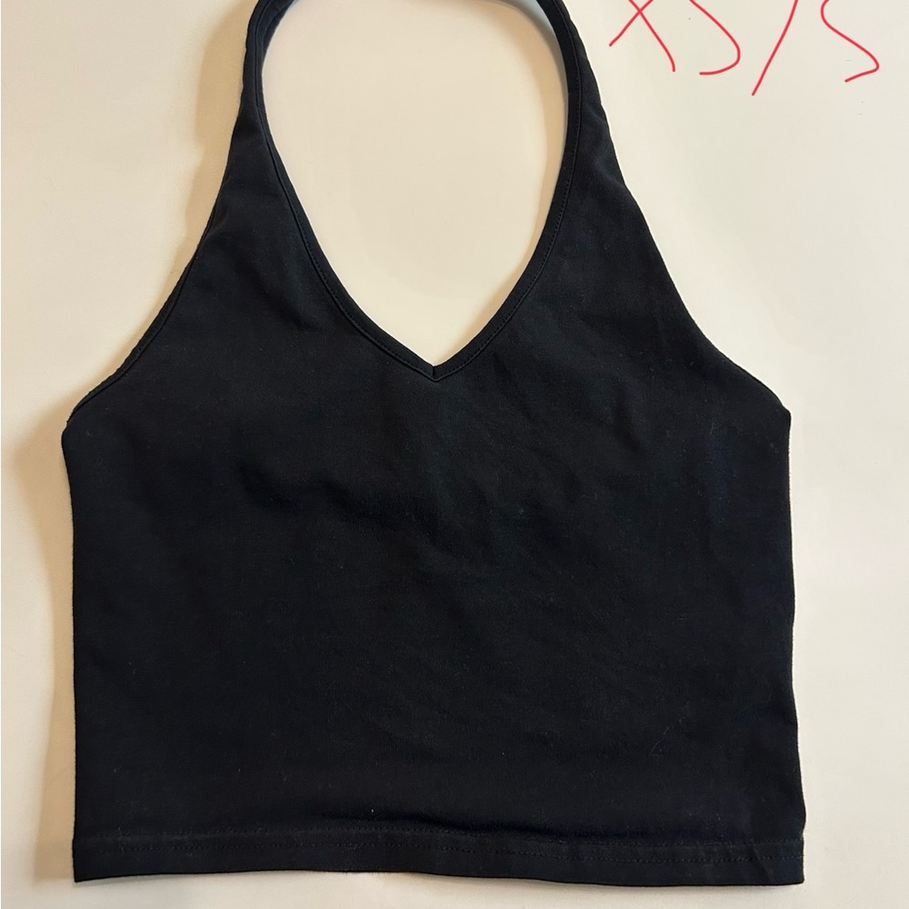Black Halter Neck Crop Top